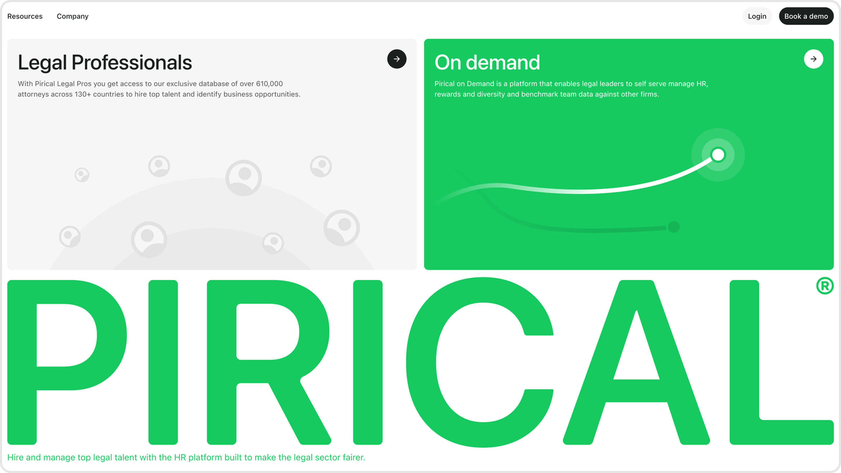 Pirical homepage hero redesigned by Overpass Studio