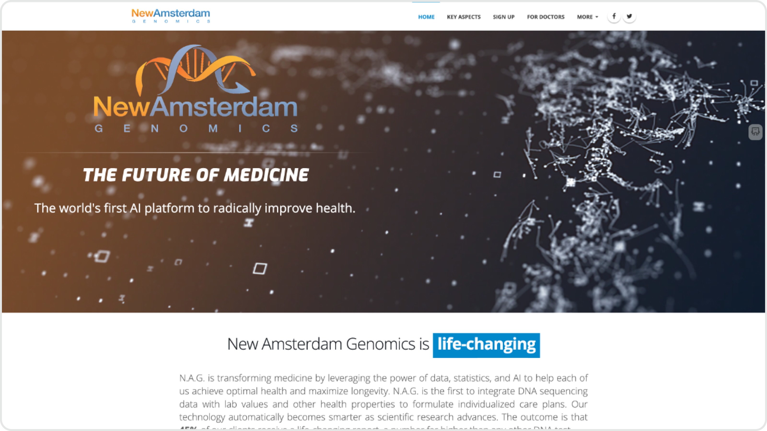 New Amsterdam homepage hero before redesign
