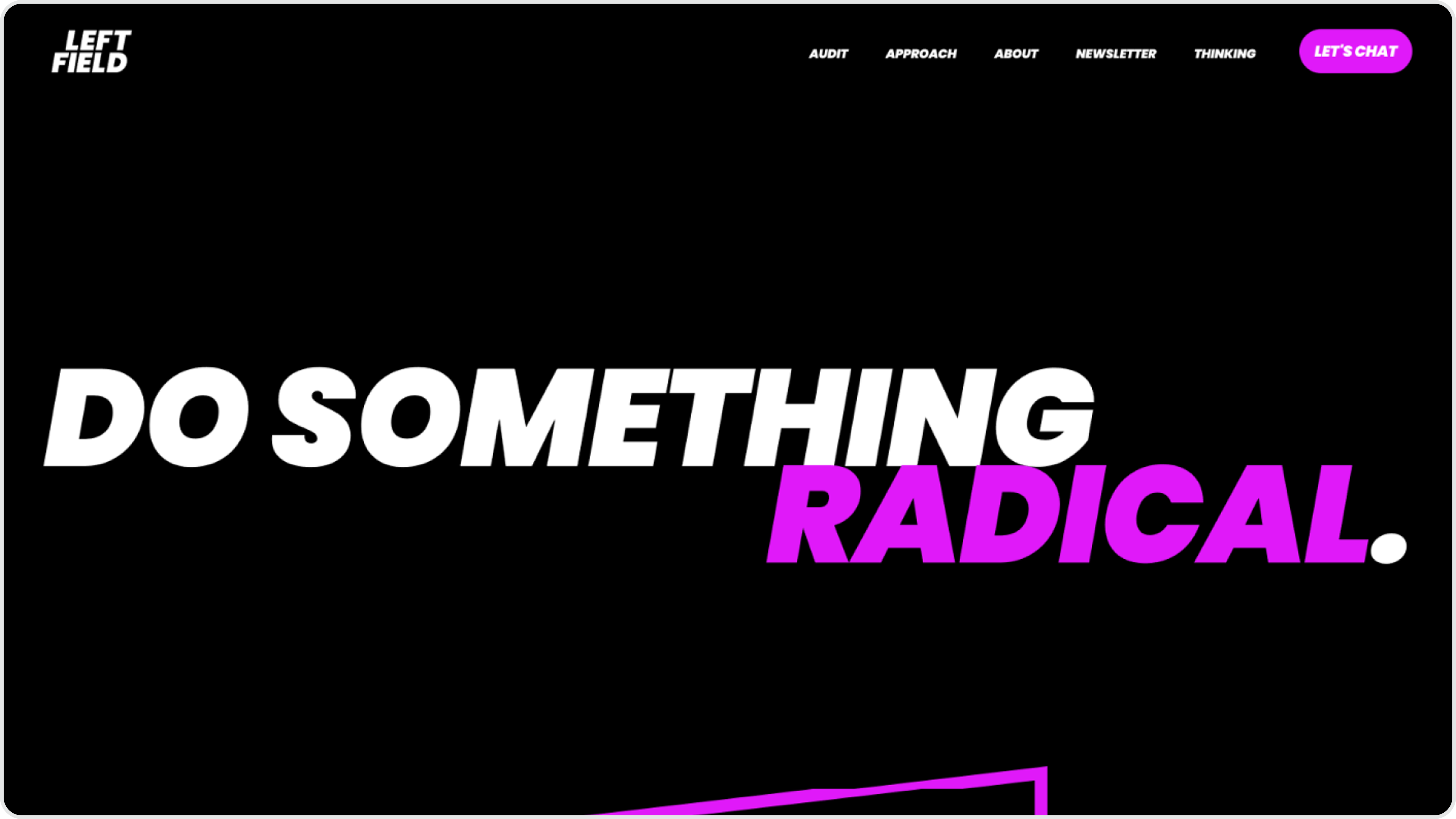 Left Field homepage hero before redesign
