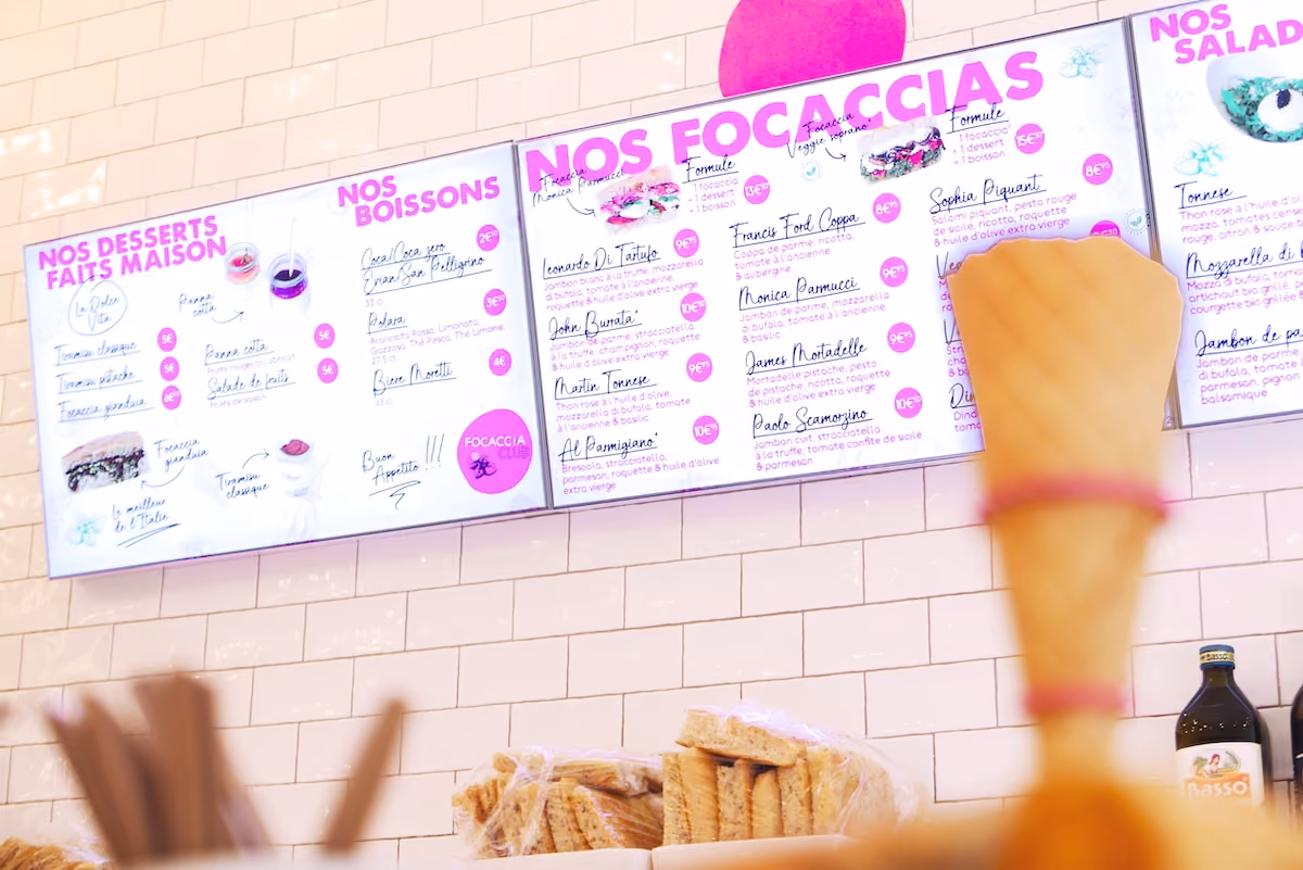 Exemple de menu : Focaccia Club