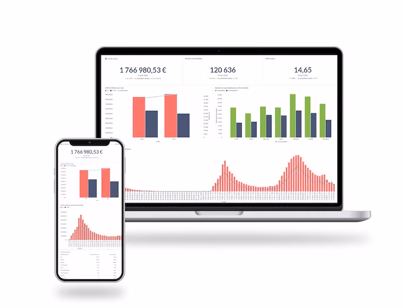 Mock-up of the Innovorder back office for analyzing sales 