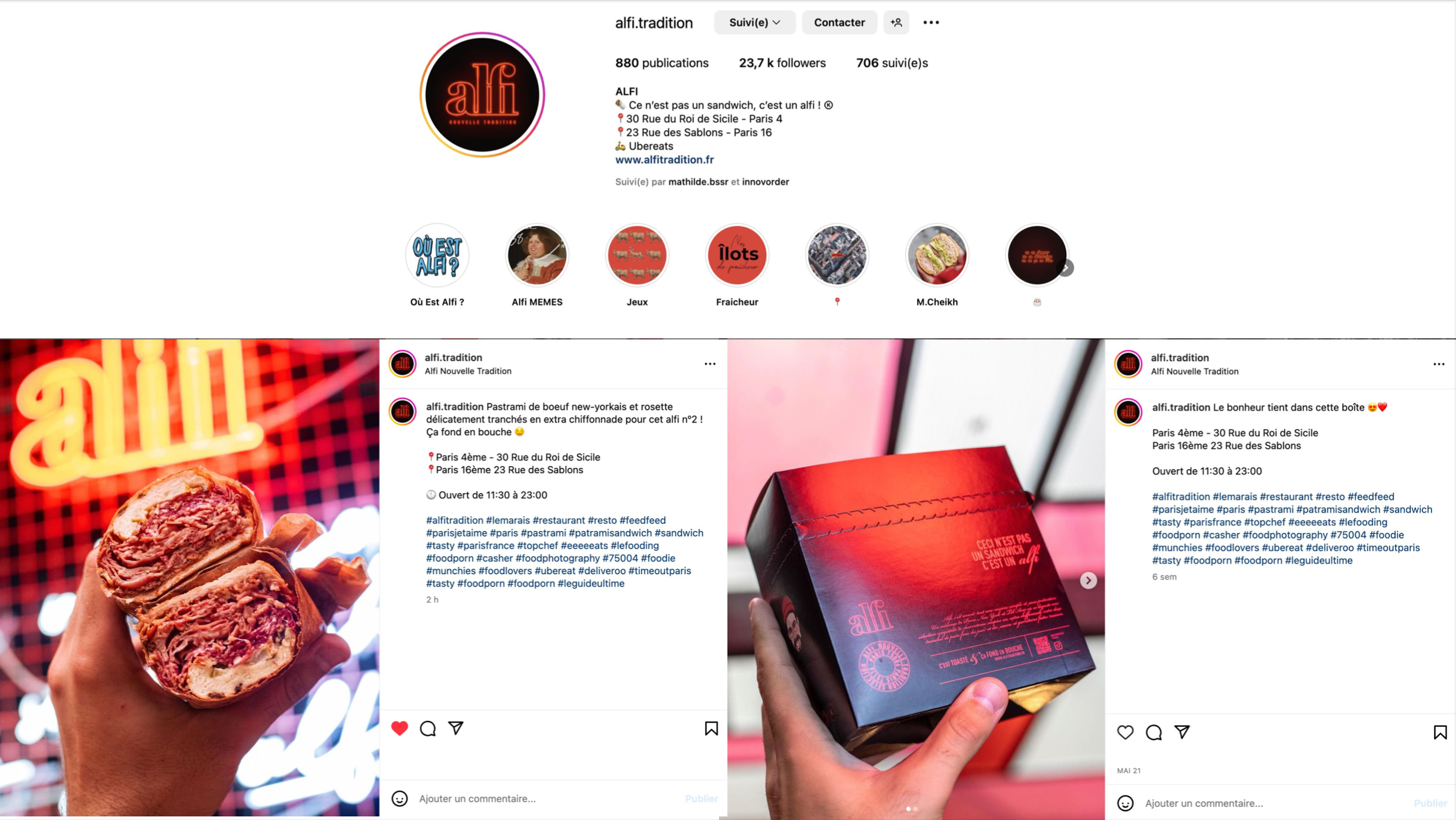 Exemple du Instagram d'Alfi
