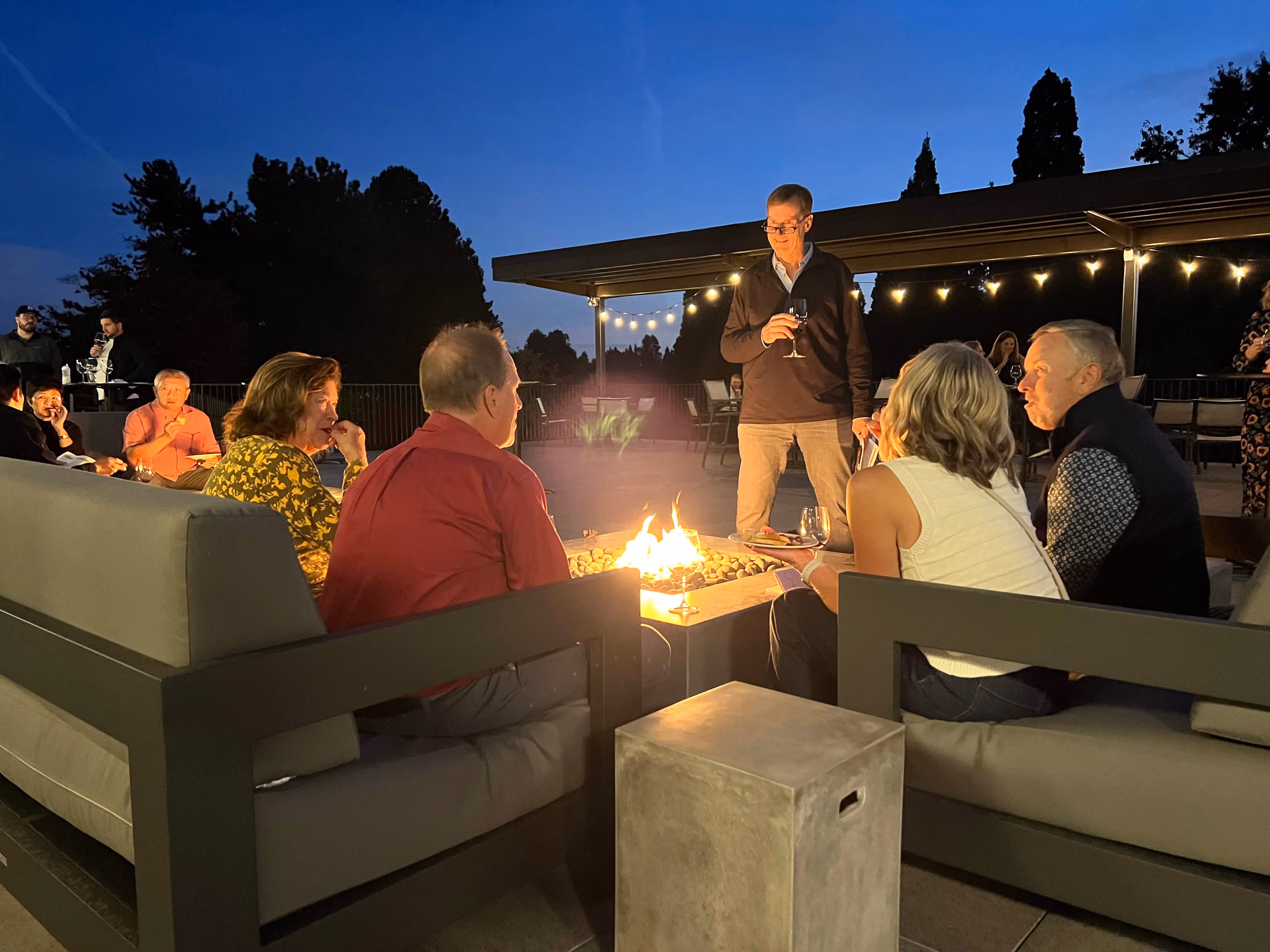Members enjoying a nice evening on the new deck socializing.