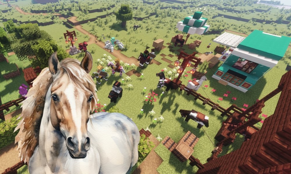 School of Gaming's Minecraft lesson members having fun exploring and building in the game.