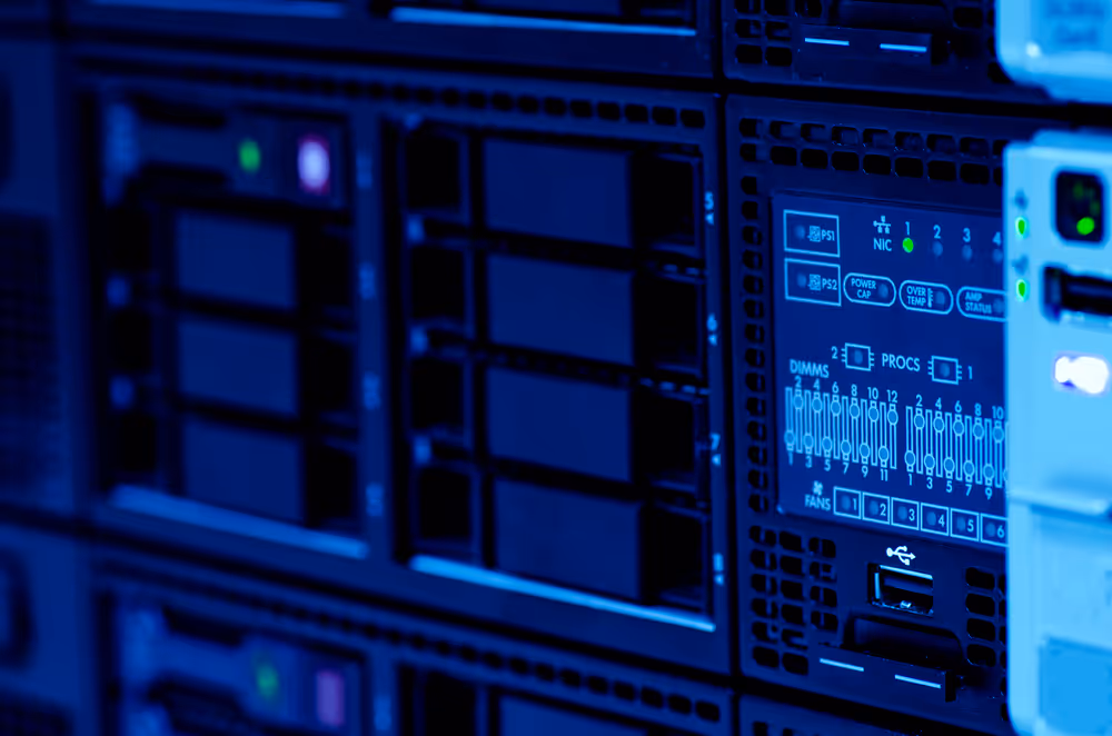 Close up of server stack.