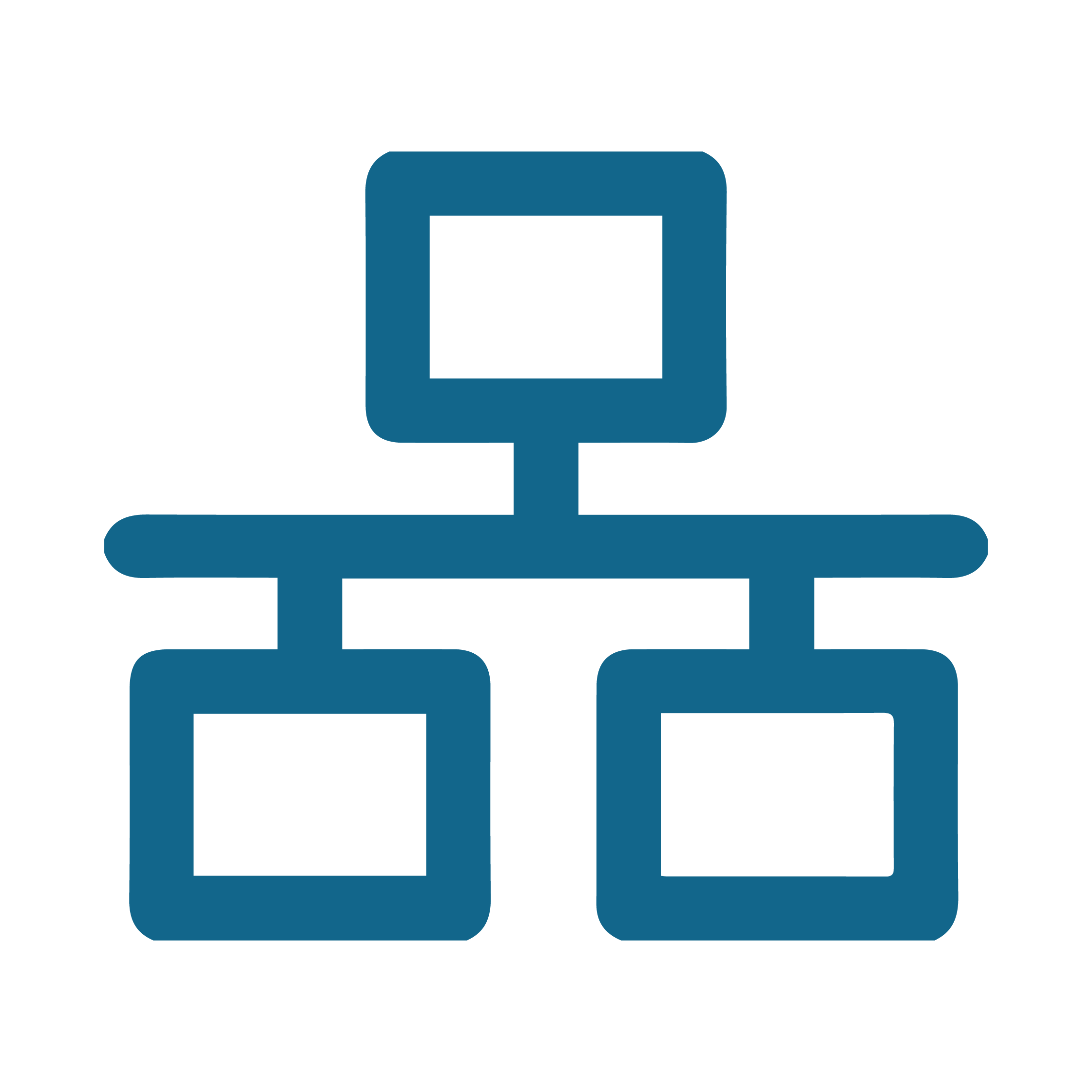 Icon describing IT infrastructure in dark blue.