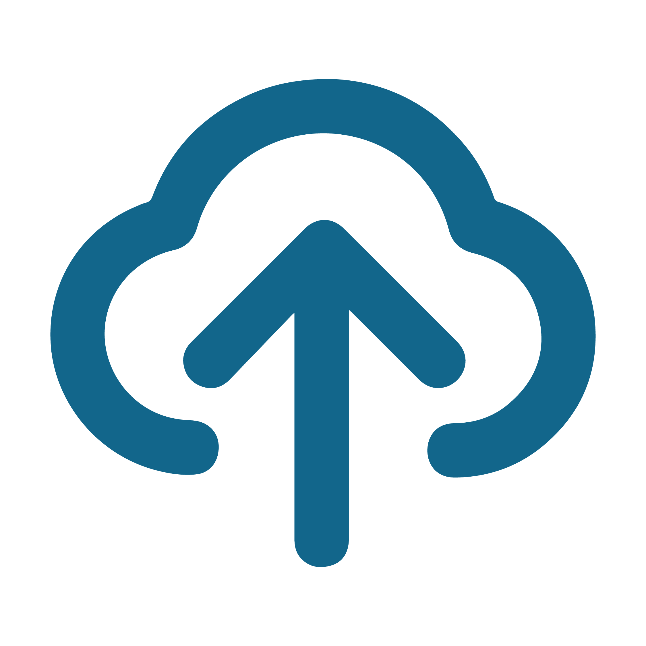 Icon describing the cloud in dark blue.