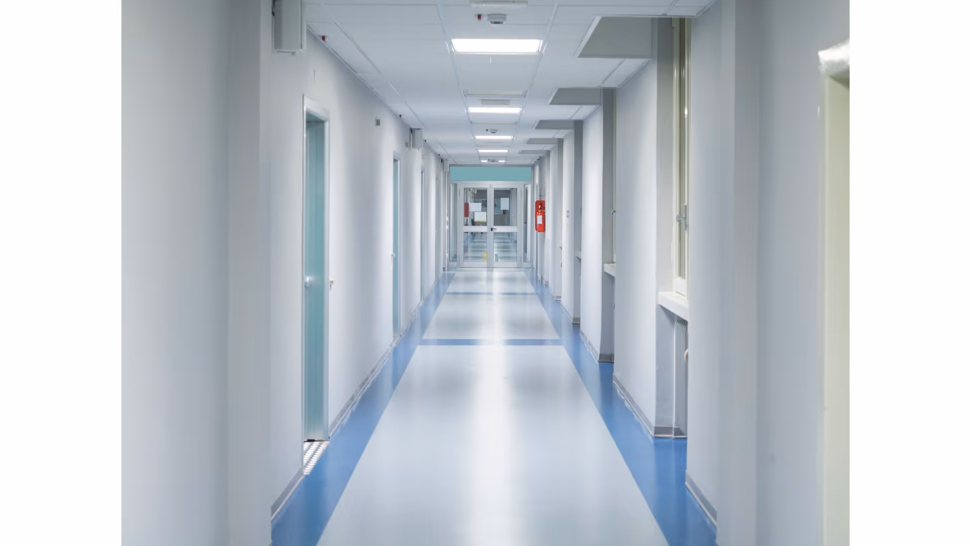 Image of a healthcare facility that is monitored by secure network infrastructure.