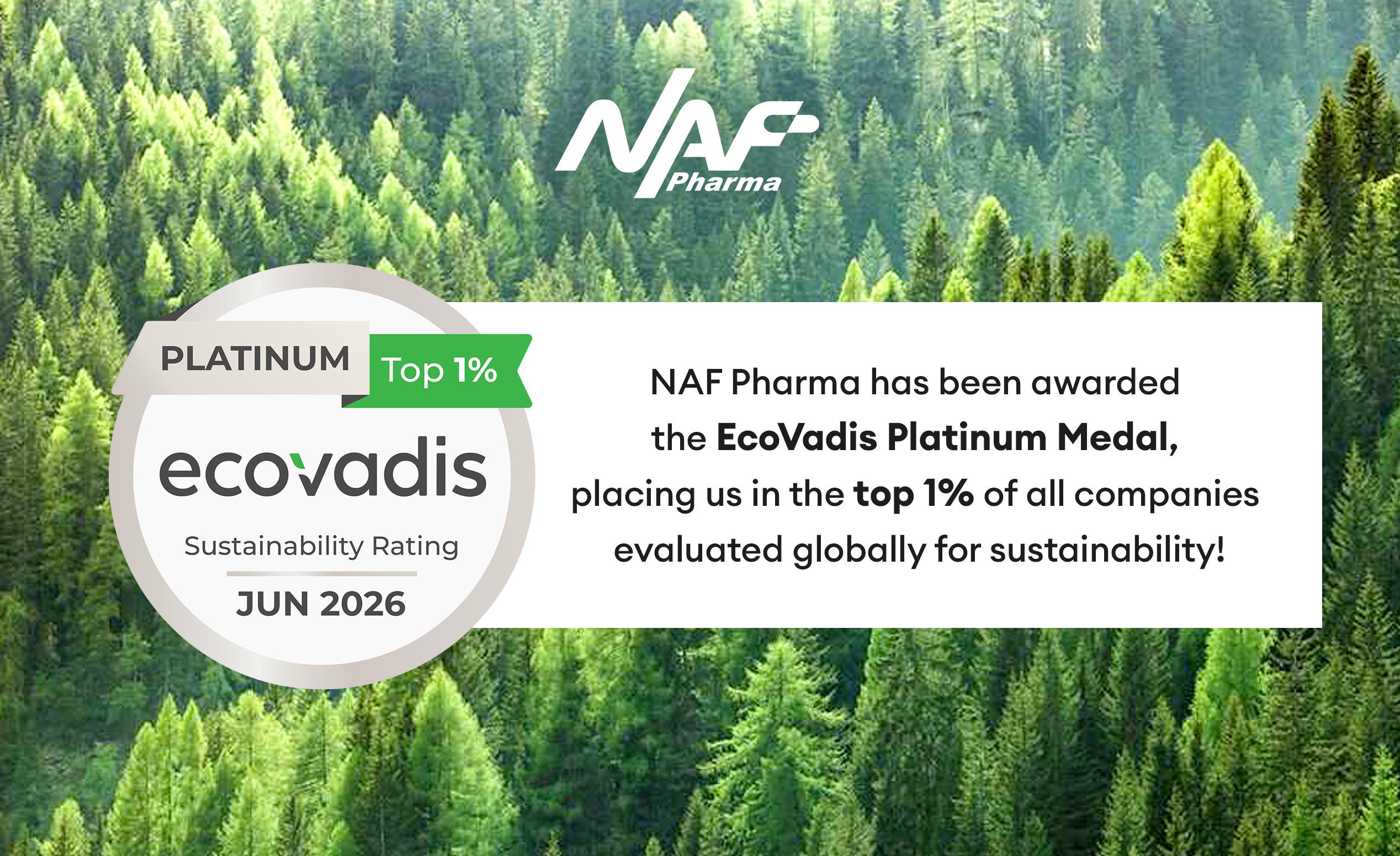 NAF Pharma Achieves EcoVadis Platinum Medal in Recognition of Its Sustainability Excellence