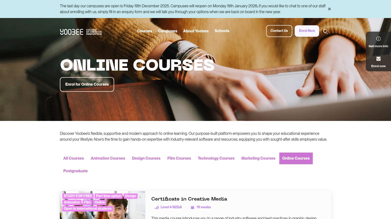 Yoobee Colleges – Online and Short Courses
