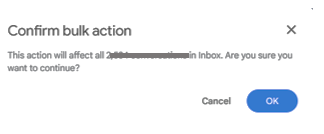 Email deletion confirmation pop-up