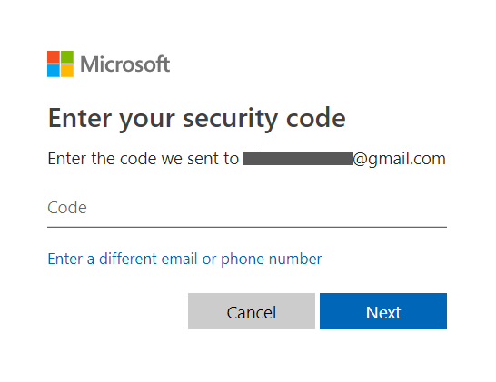 Microsoft enter security code