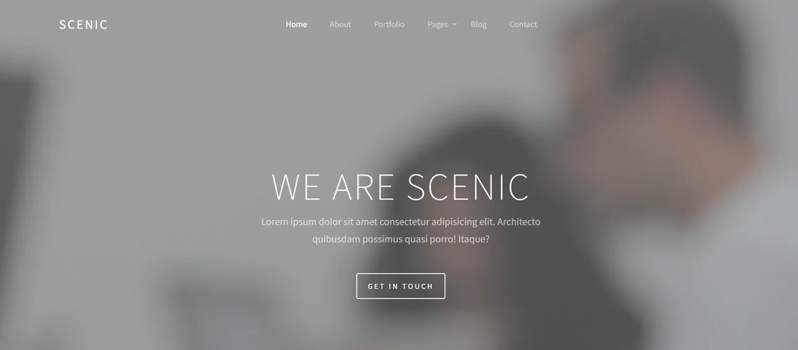 Image showing the homepage of Scenic portfolio template website.