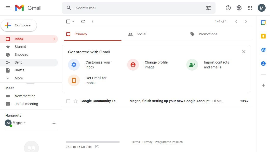 new gmail account inbox