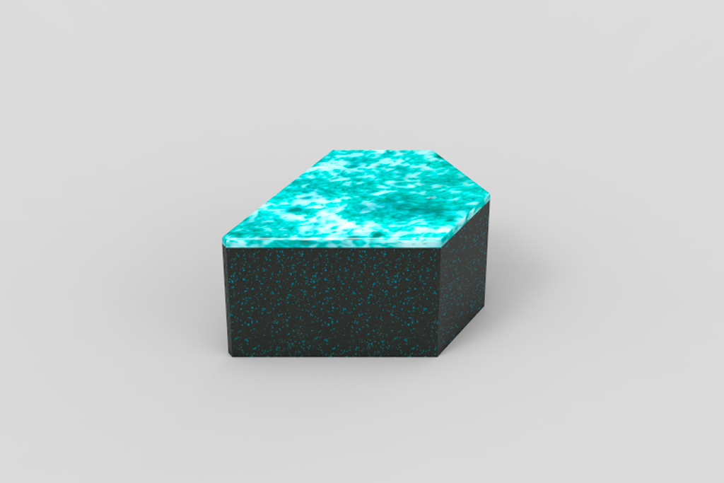 Banco geométrico de caucho.