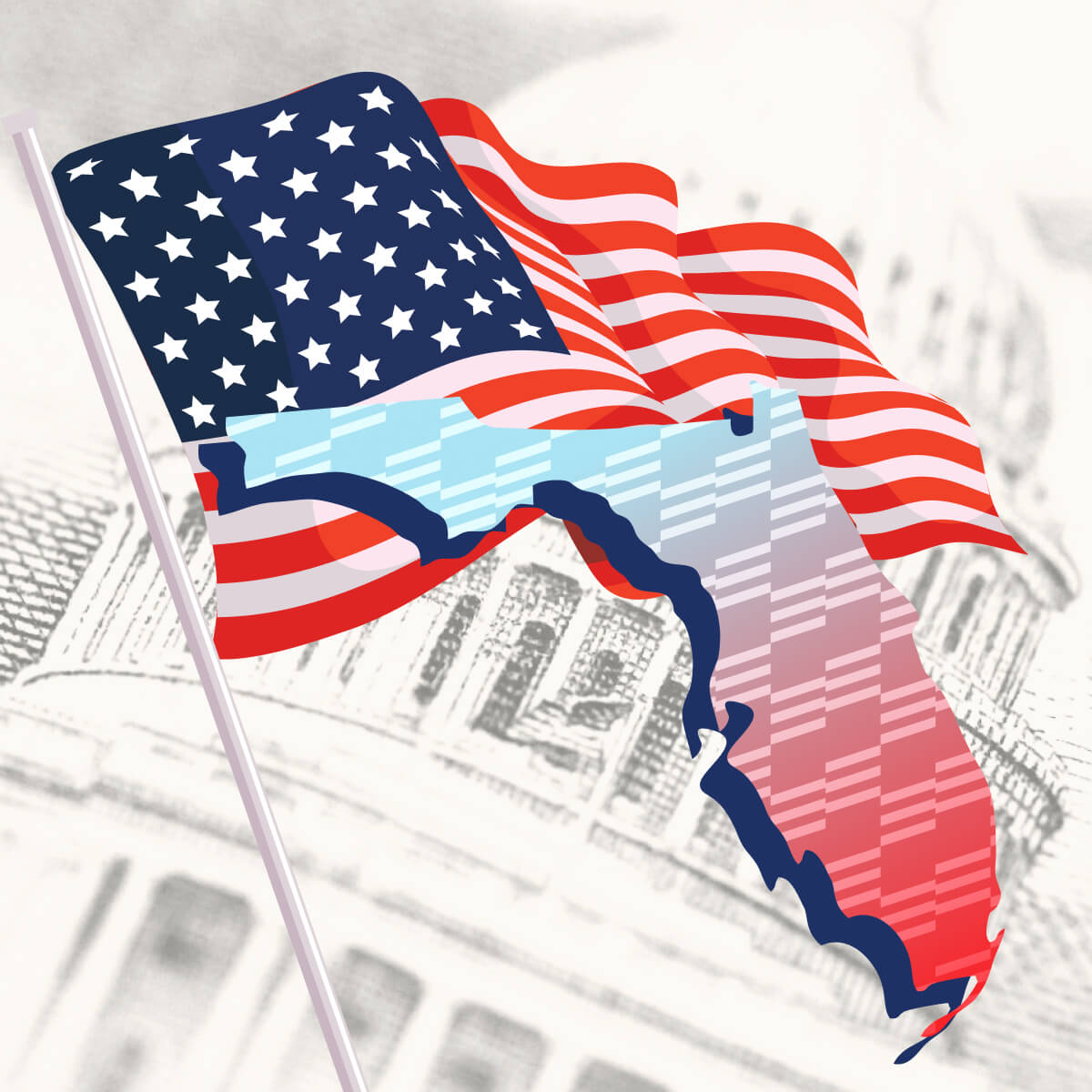 USA flag with Florida state outline