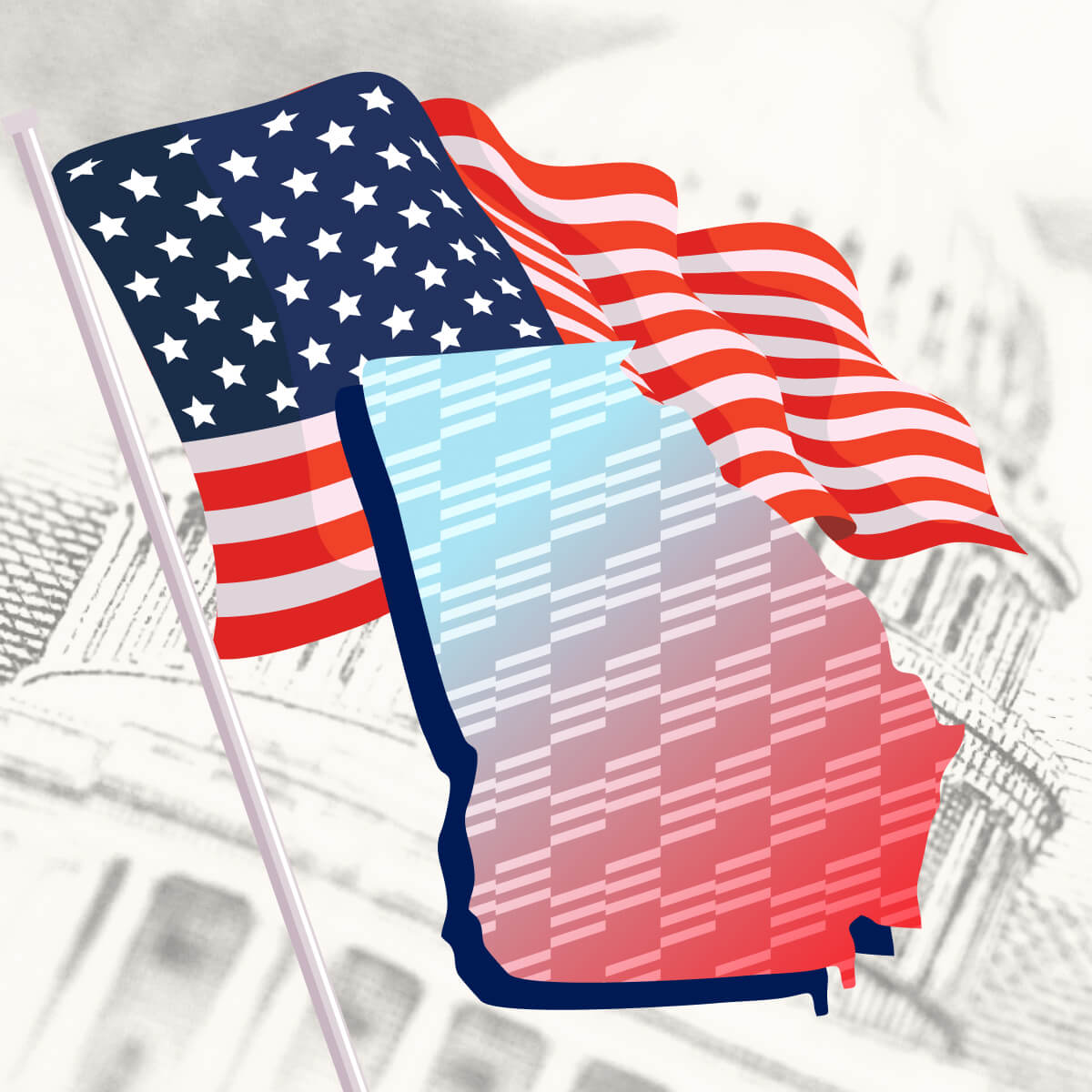 USA flag with Georgia state outline