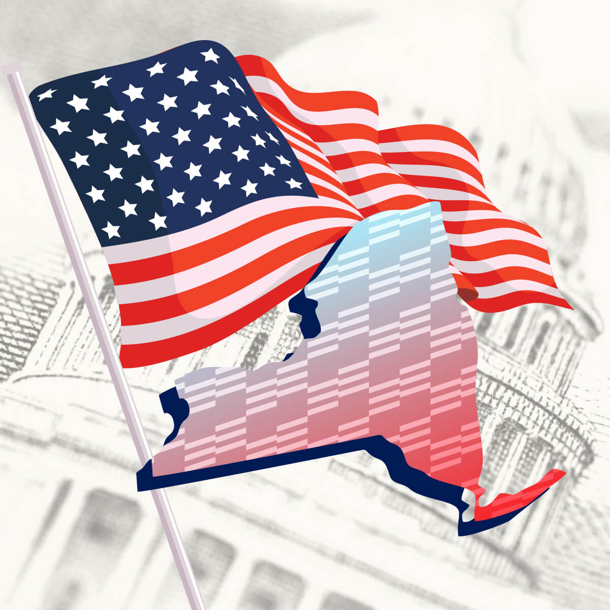 USA flag with New York state outline