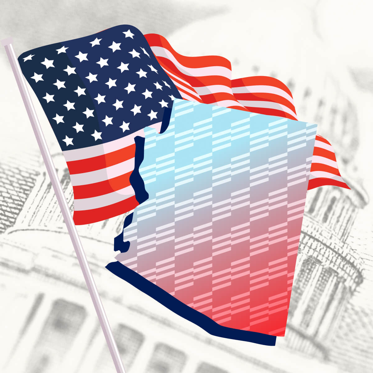 USA flag with Arizona state outline