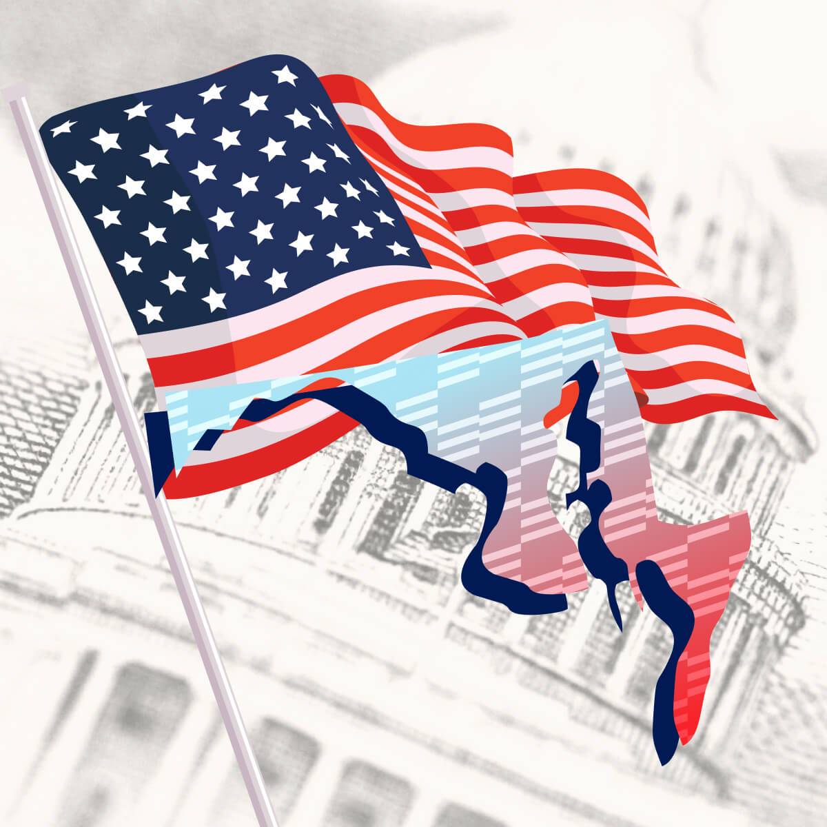 USA flag with Maryland state outline