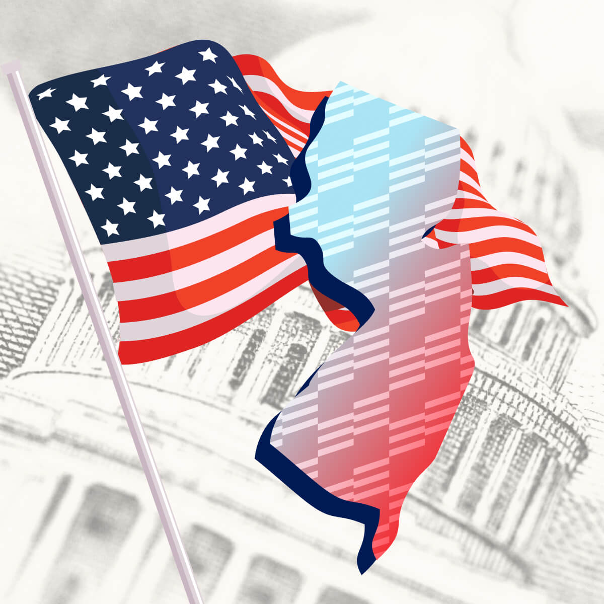 USA flag with New Jersey state outline