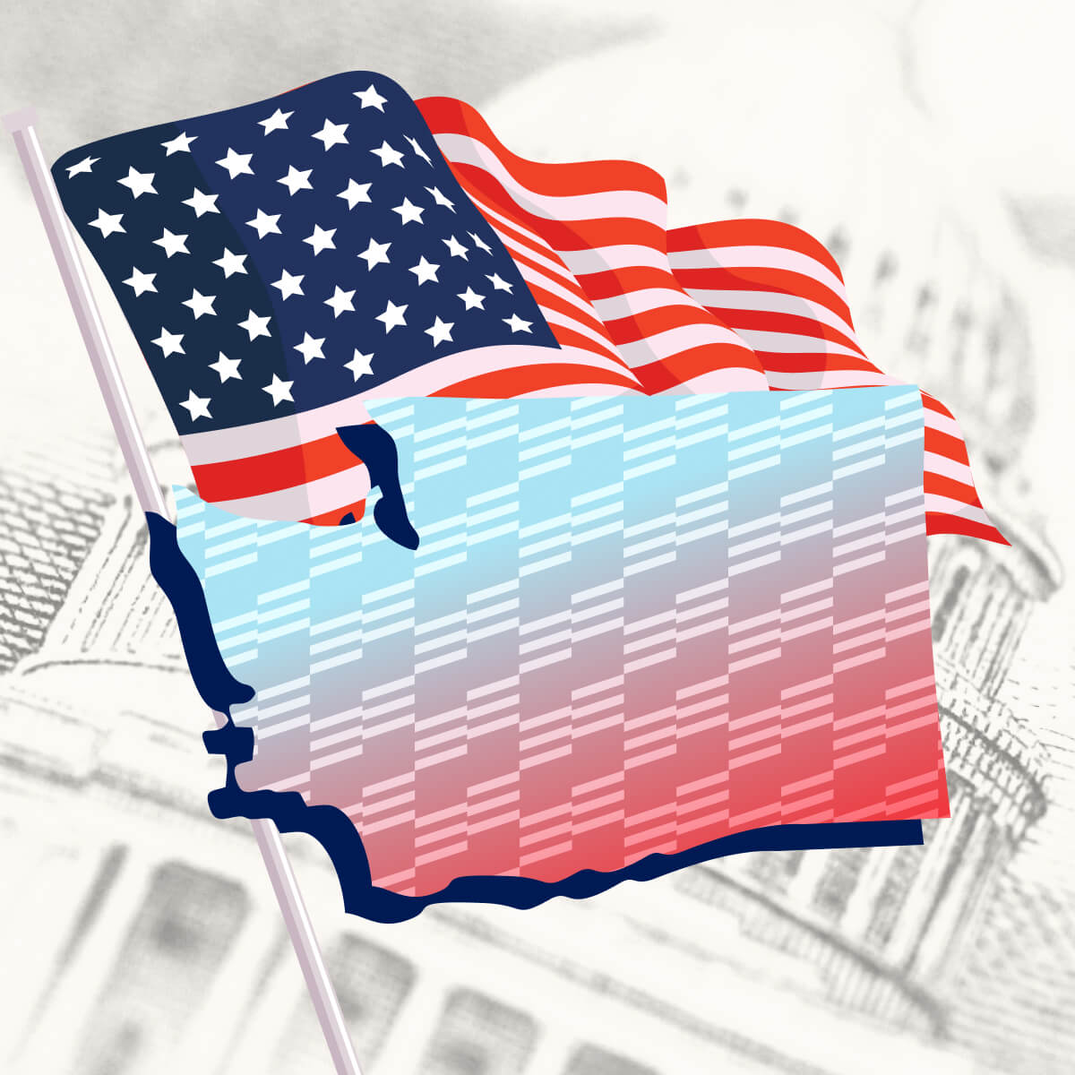 USA flag with Washington state outline