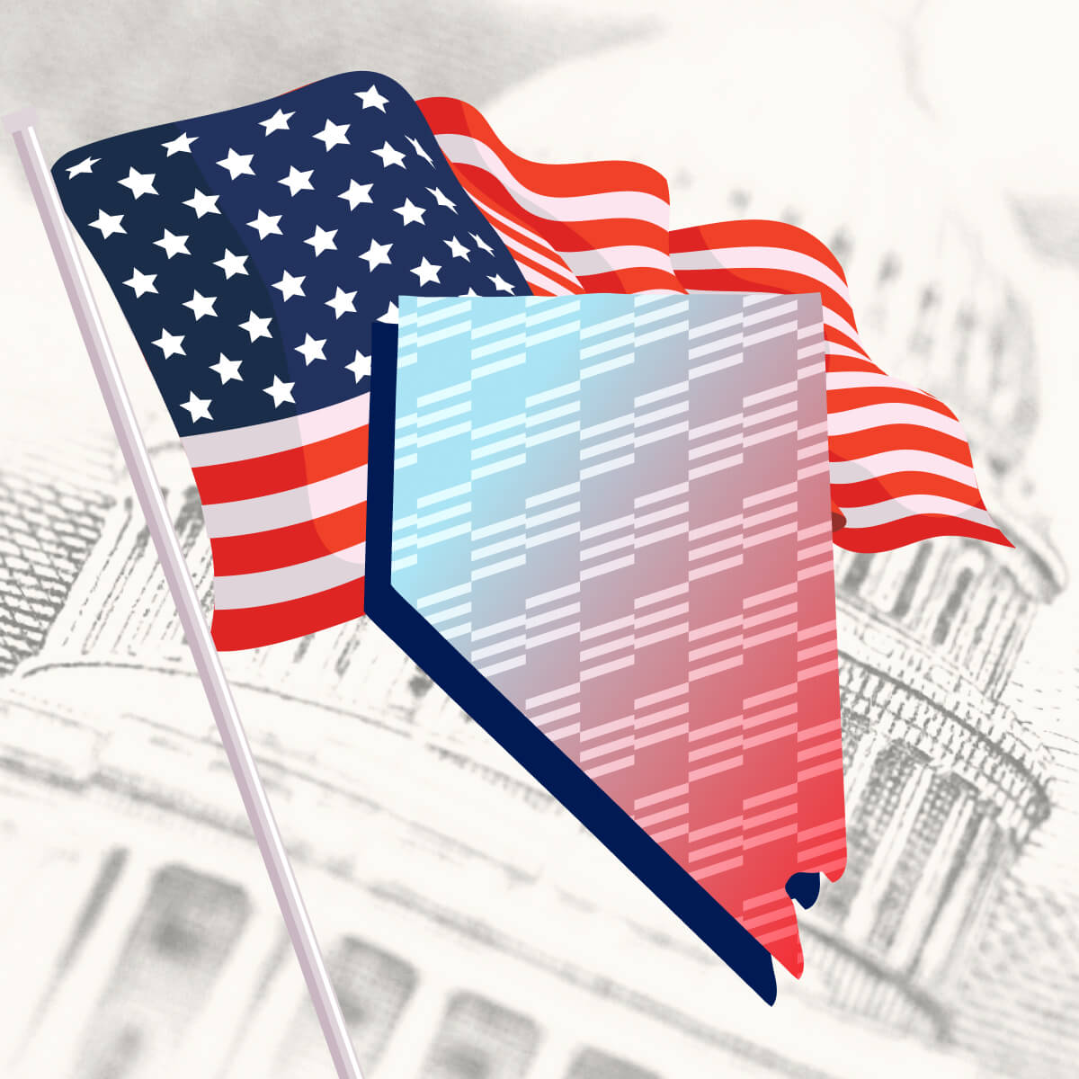 USA flag with Nevada state outline