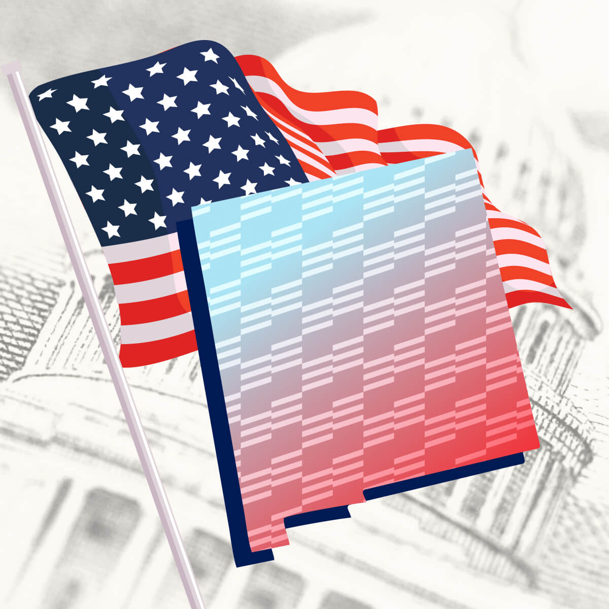 USA flag with New Mexico state outline