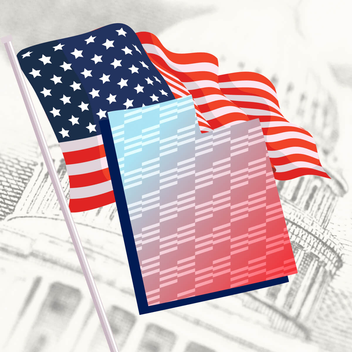 USA flag with Utah state outline