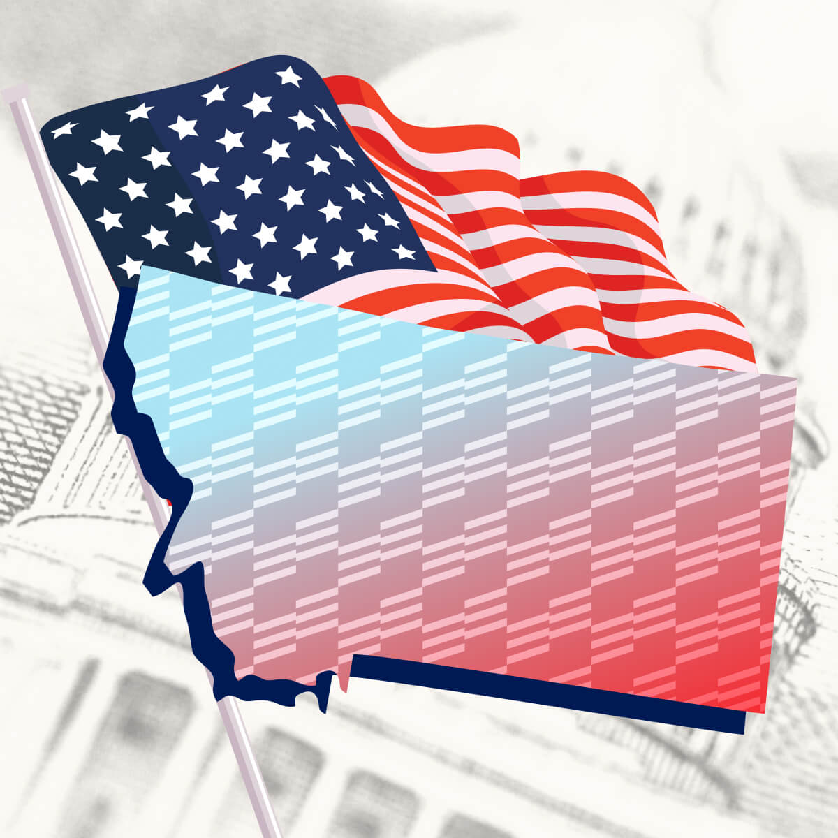 USA flag with Montana state outline