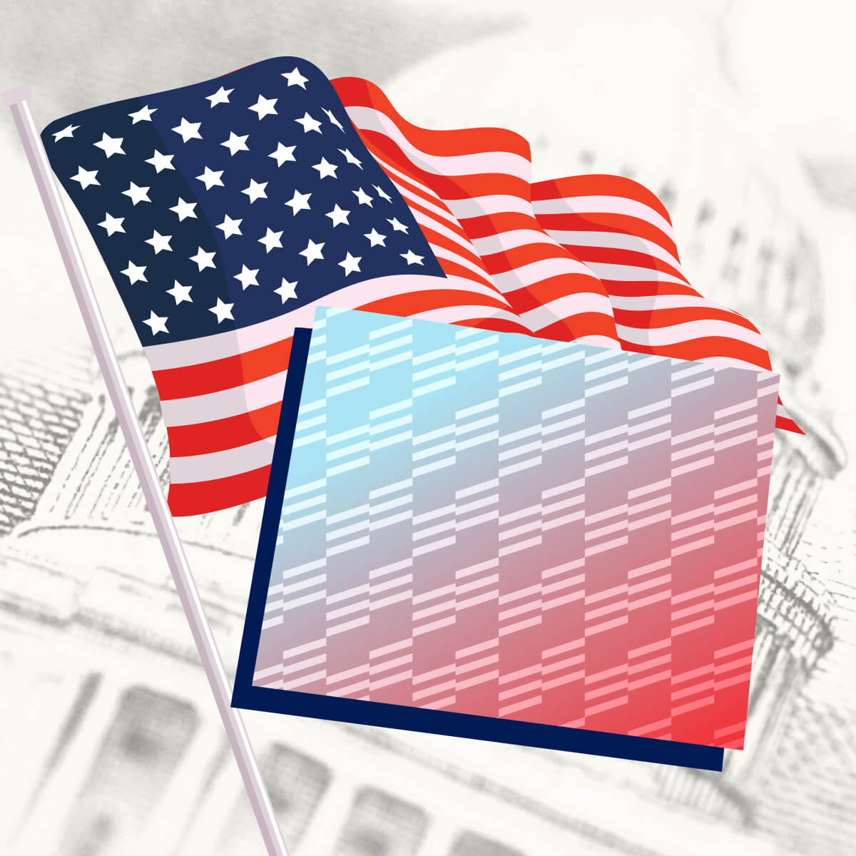 USA flag with Wyoming state outline