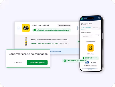 Mockup de tela do sistema Mercafacil mostrando os dados de resultados da campanha.