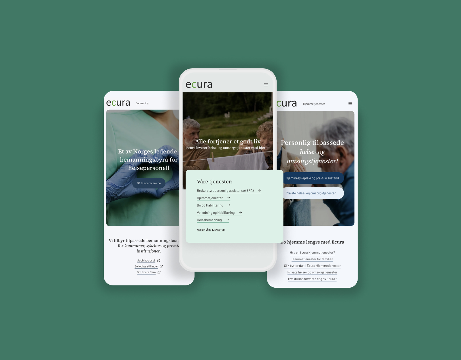 Ecura webside på mobil