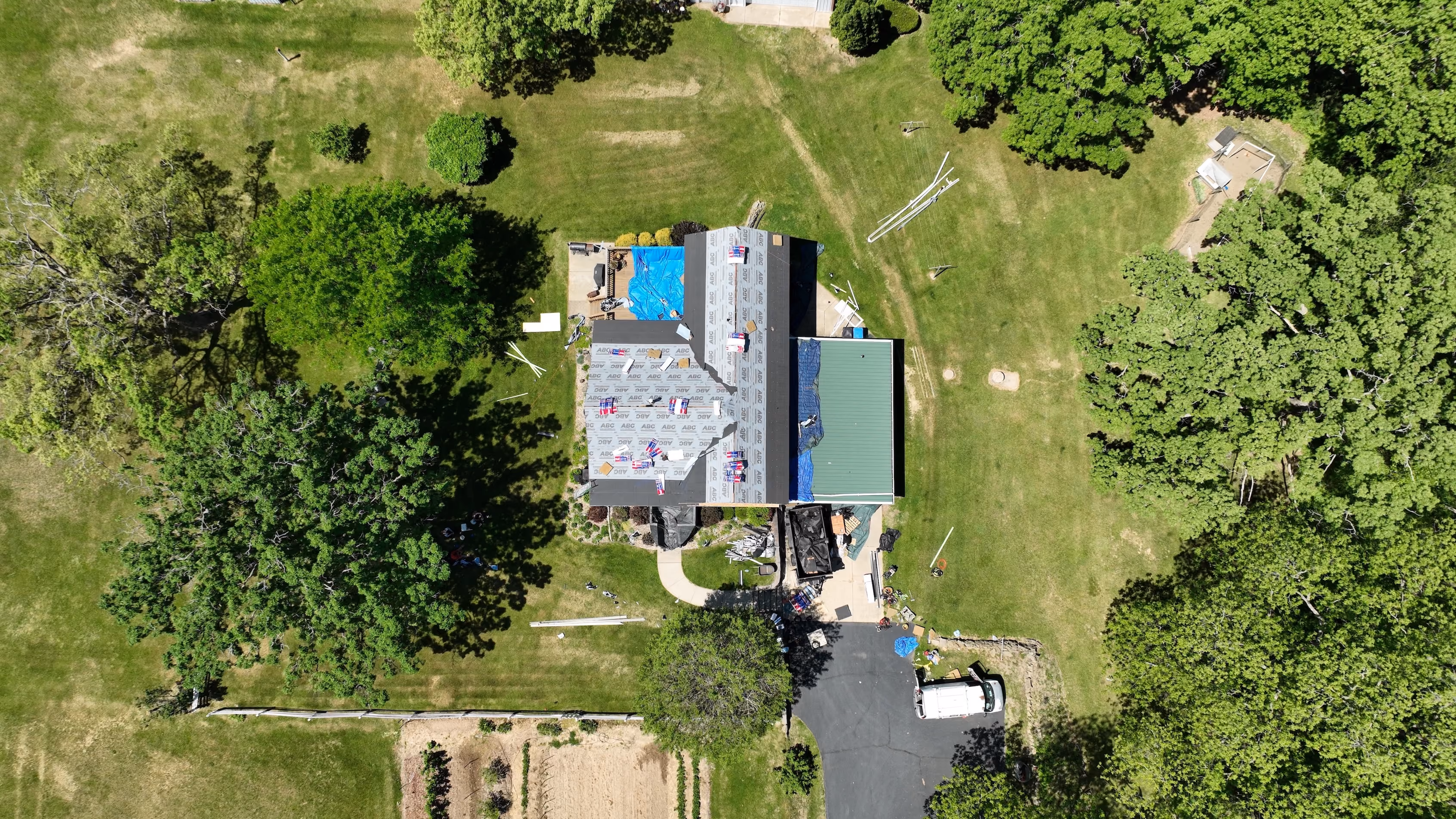 Roof tear-off with underlayment and ice and water shield installed, ready for a standing seam metal roof