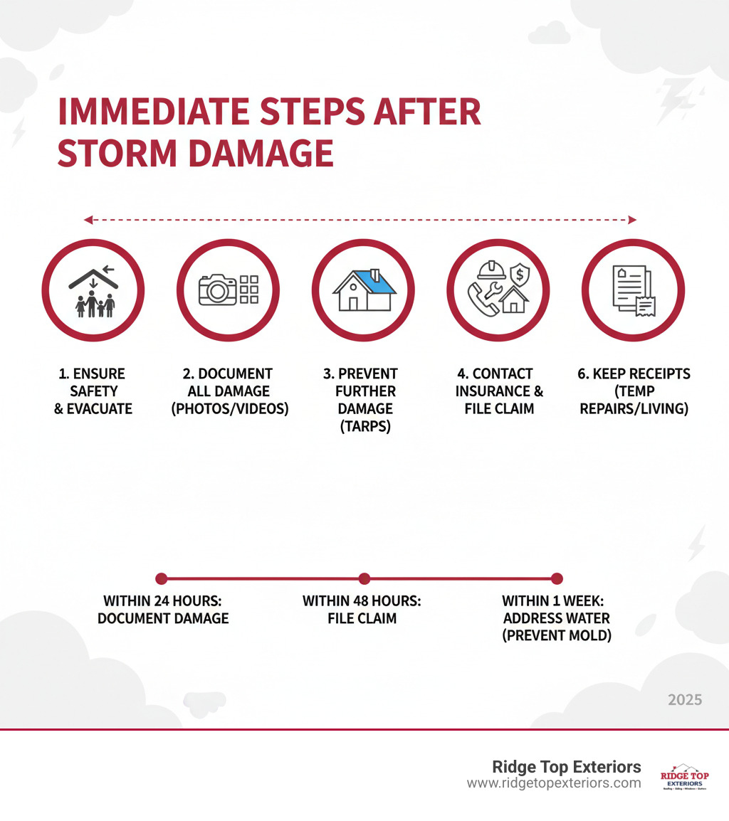 infographic showing steps after storm damage - residential storm damage repair infographic 