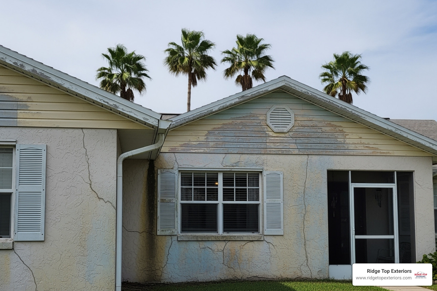 faded and cracked siding on a Florida home - Clearwater siding contractors