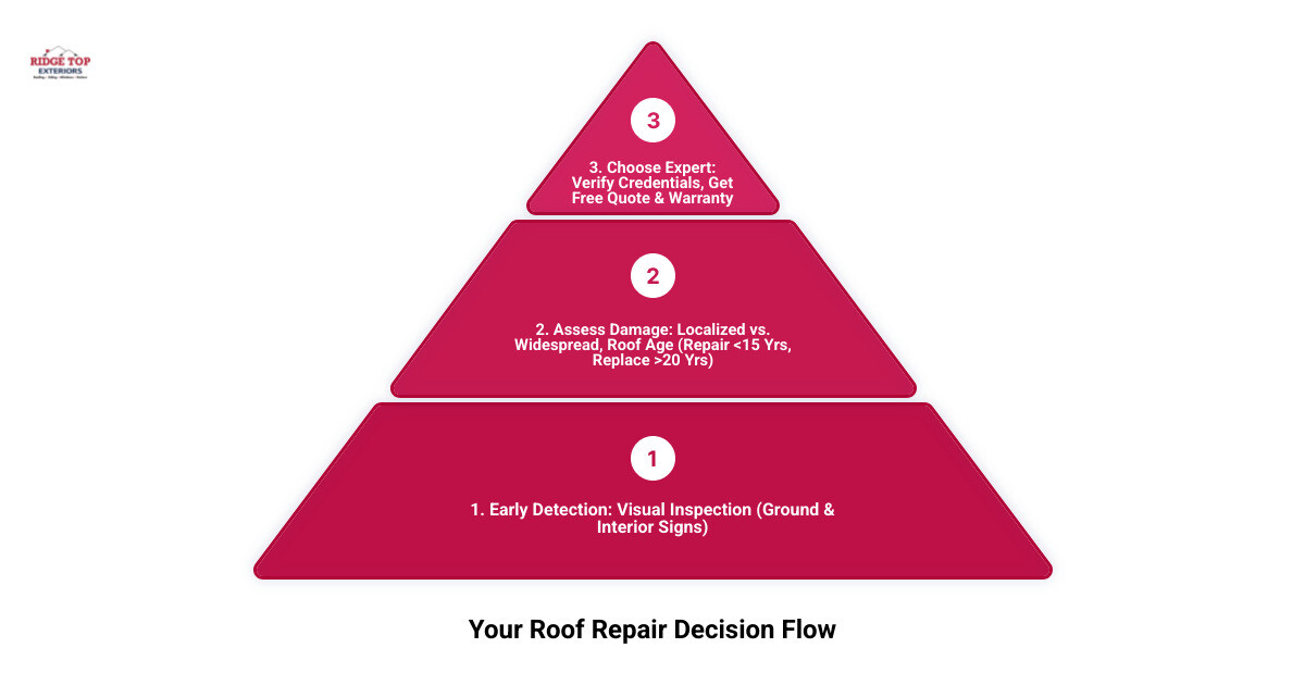 Common visual signs of roof damage - roof repair Marshfield WI infographic 3_stage_pyramid