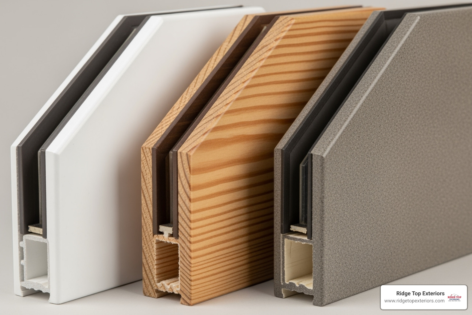 different window frame materials like vinyl, wood, and fiberglass - double hung replacement windows prices