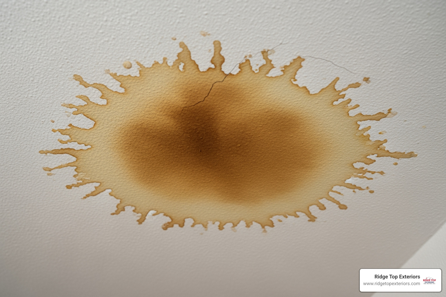 Water stains on a ceiling indicate a roof leak - Gurnee roof repair