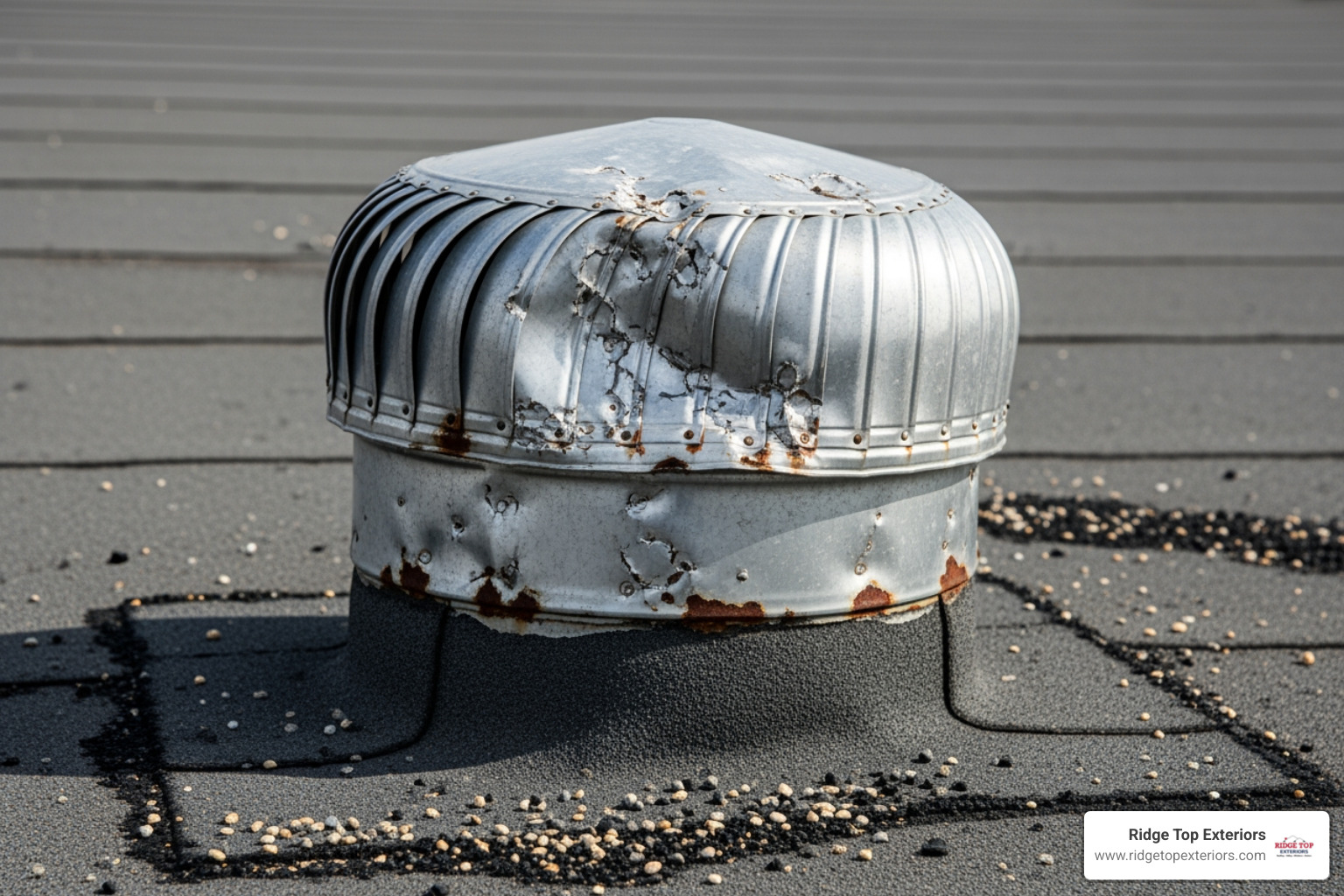 dented metal roof vent - hail damage commercial roofing dented metal roof vent - hail damage commercial roofing
