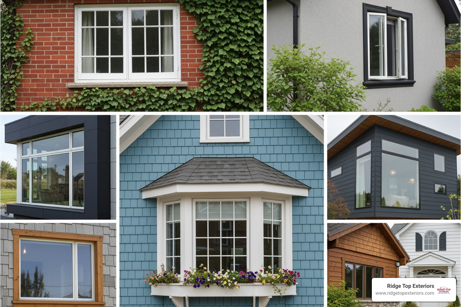 collage of different window styles like double-hung, casement, and bay windows - window replacement appleton wi collage of different window styles like double-hung, casement, and bay windows - window replacement appleton wi