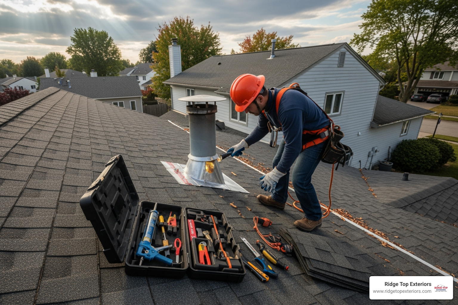 homeowner holding a GAF Golden Pledge Warranty certificate - Roof Maintenance Services