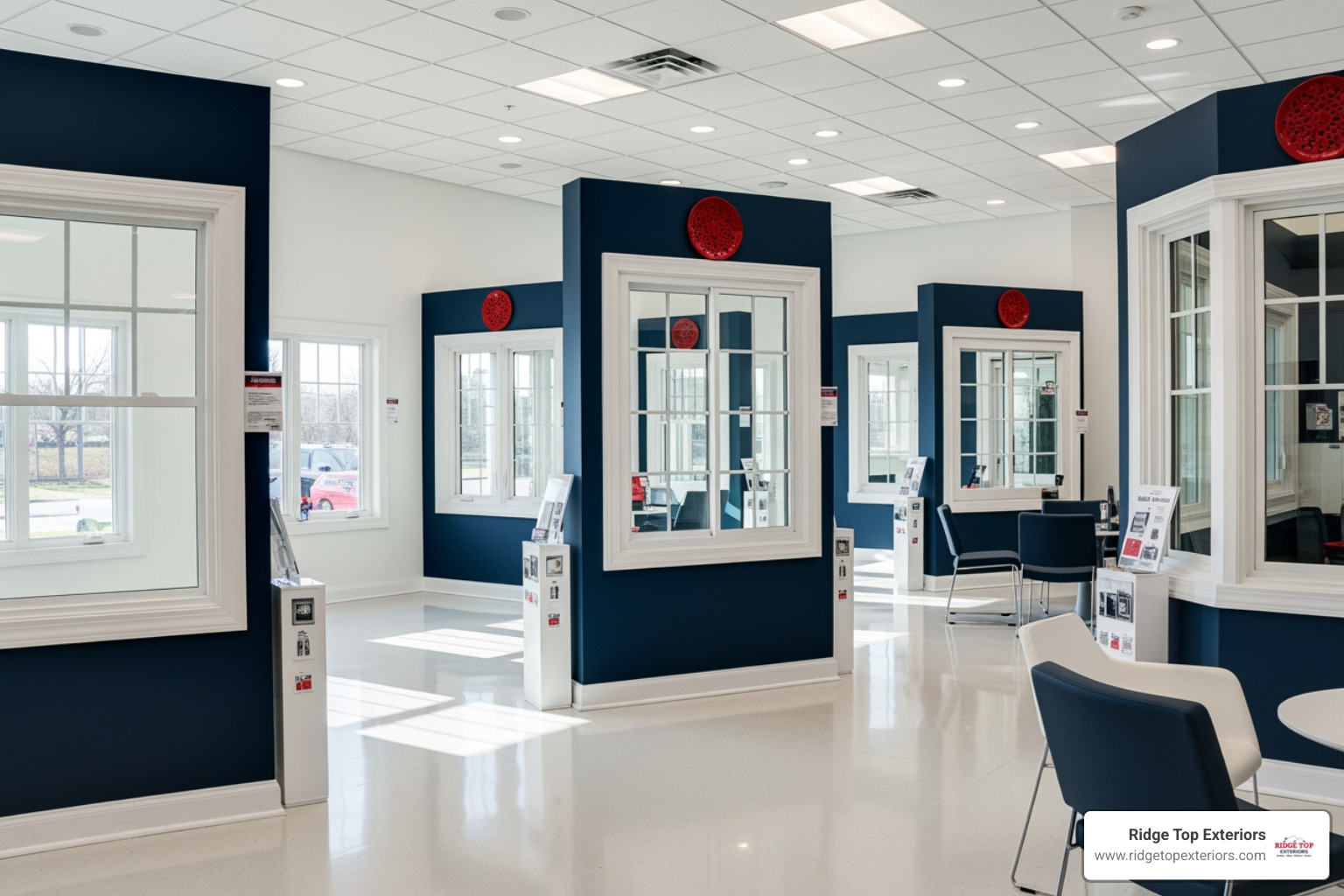 interior of a modern window showroom - Vinyl windows Milwaukee WI