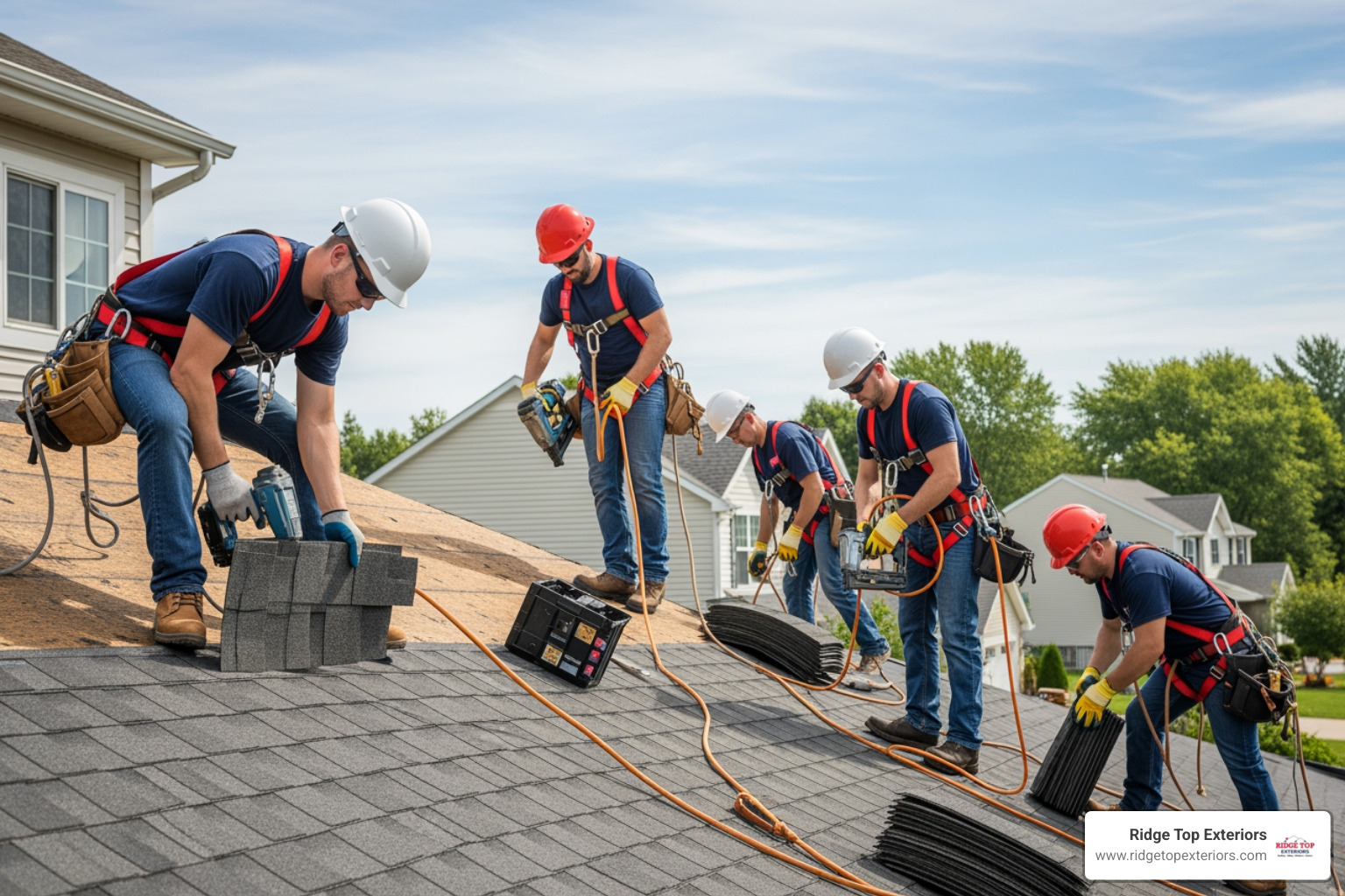professional roofing team working safely in Lake County - Lake County roofers professional roofing team working safely in Lake County - Lake County roofers