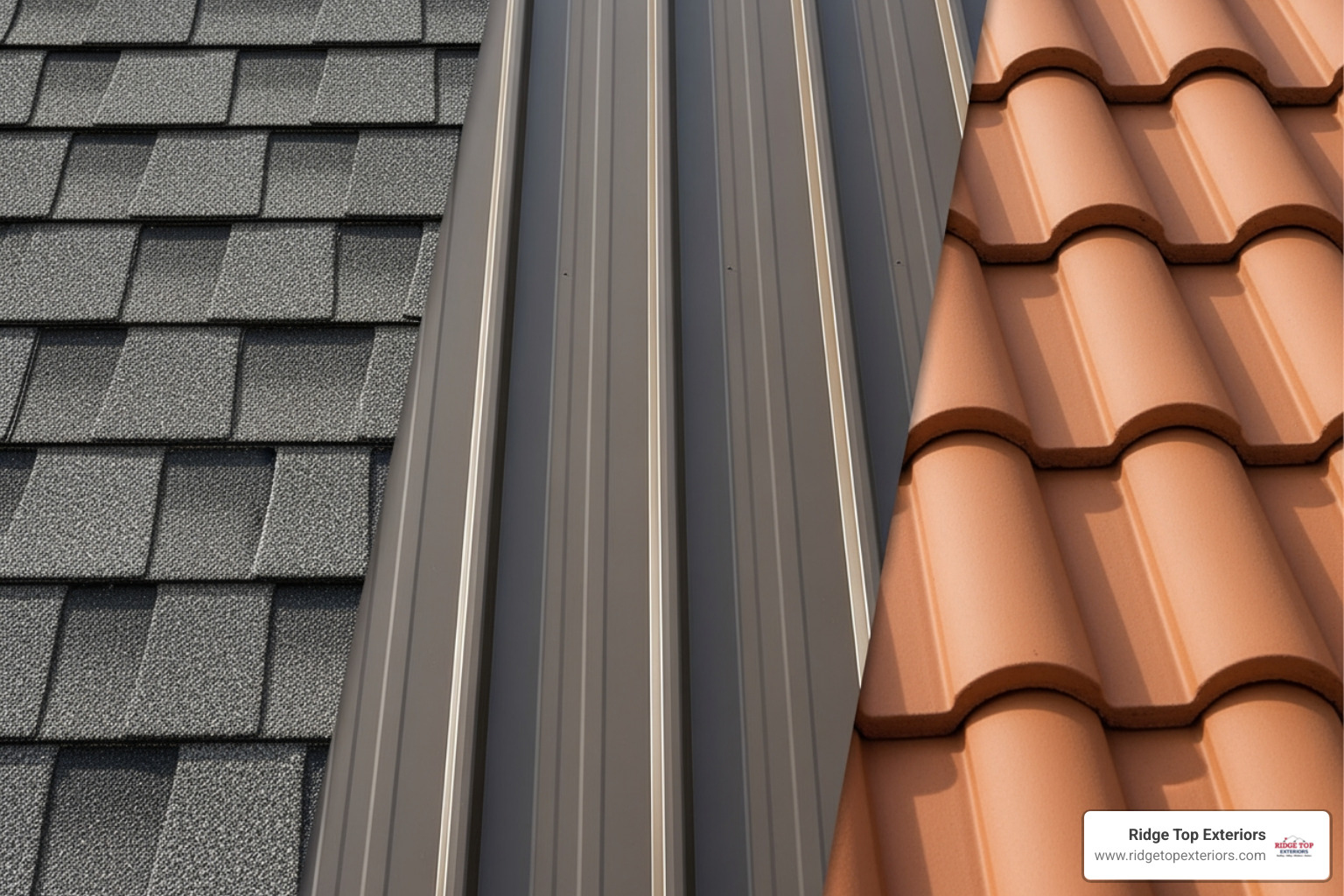 GAF asphalt shingles with metal and tile comparison - Clearwater residential roofing GAF asphalt shingles with metal and tile comparison - Clearwater residential roofing