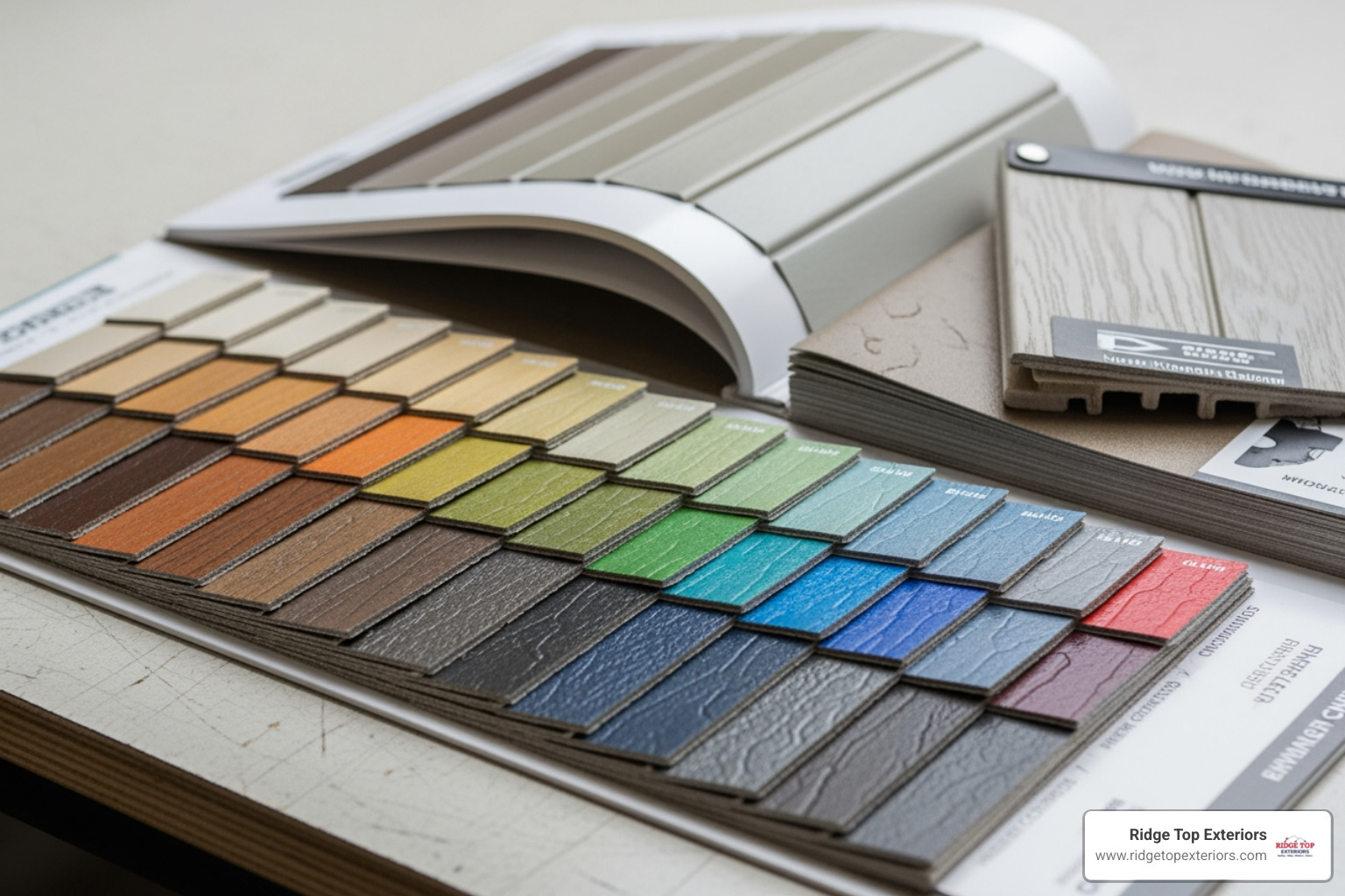 siding material swatch book showing vinyl and fiber cement options - House siding Tampa