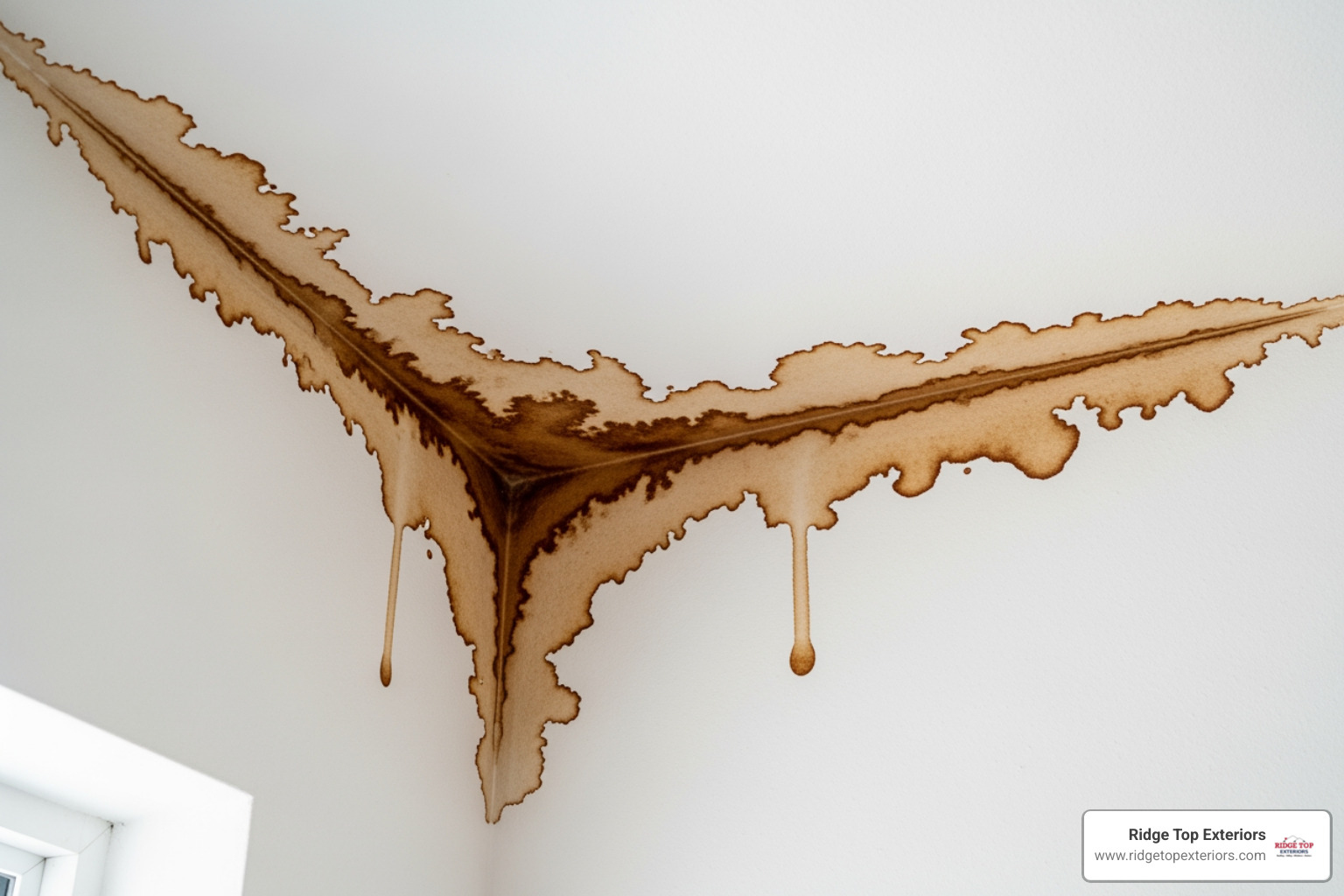 water stains on an interior ceiling near an exterior wall - ice dam prevention water stains on an interior ceiling near an exterior wall - ice dam prevention
