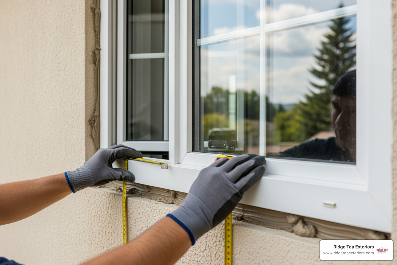 Professional installer carefully fitting a new window - Best window contractor