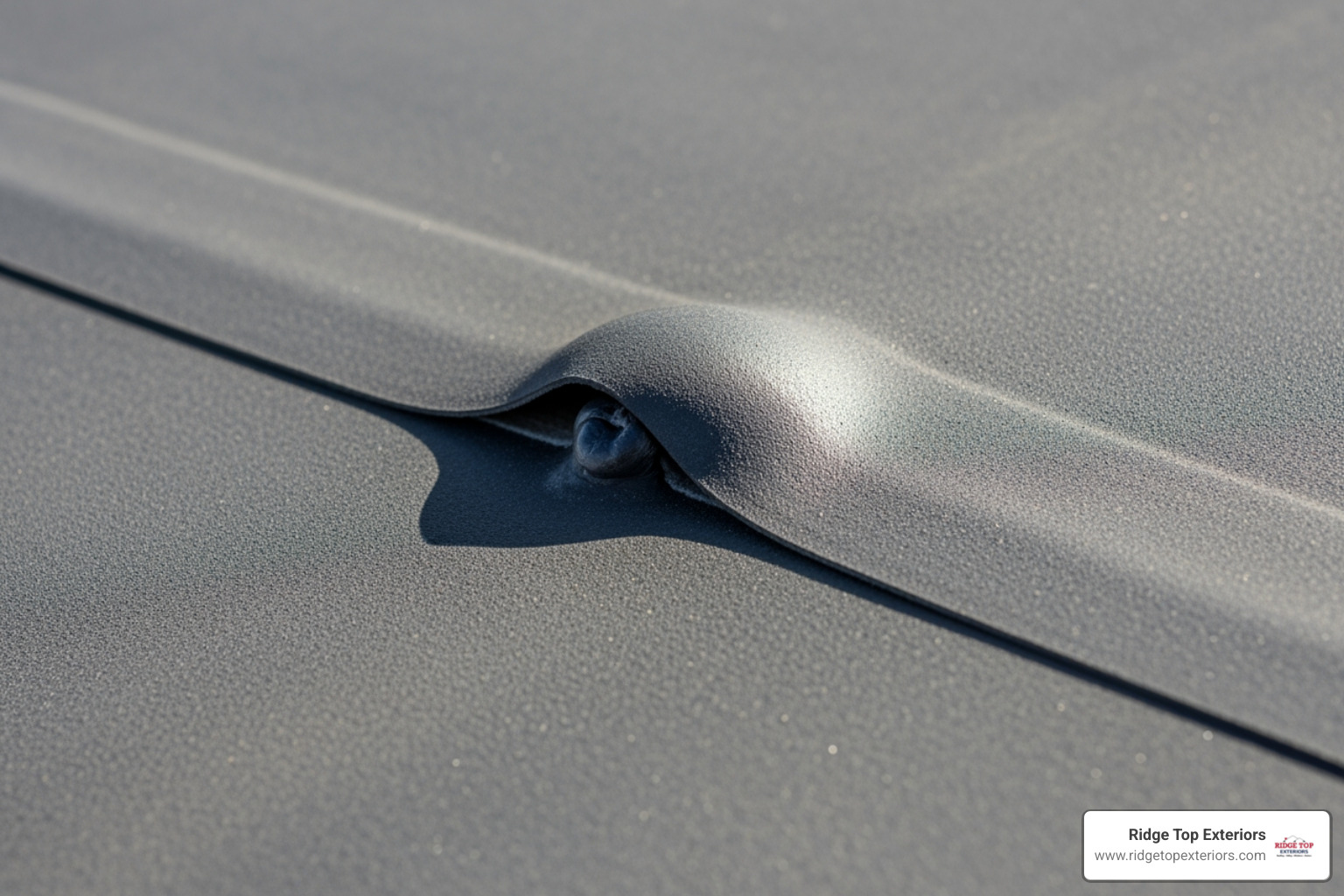 Close-up of a potential EPDM roof issue like a blister or open seam - epdm rubber roof maintenance