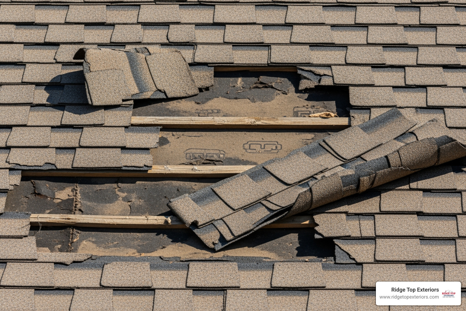 Curling and missing shingles on a residential roof - Milwaukee roof repairs Curling and missing shingles on a residential roof - Milwaukee roof repairs